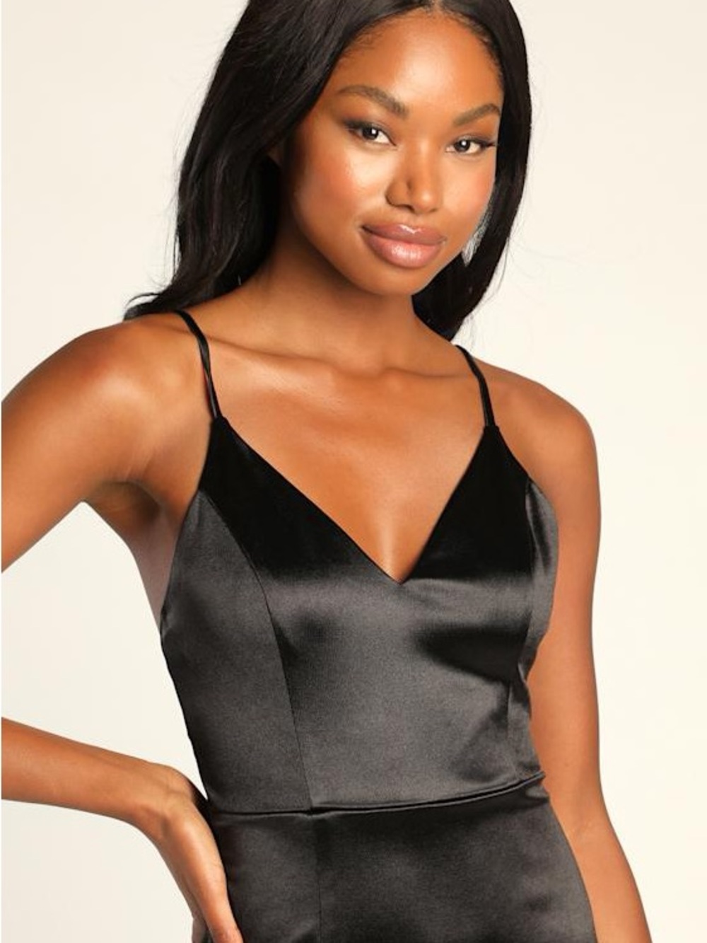 Lulus Sultry Sophistication Black Satin Backless Maxi Dress Size Large - Picture 3 of 12